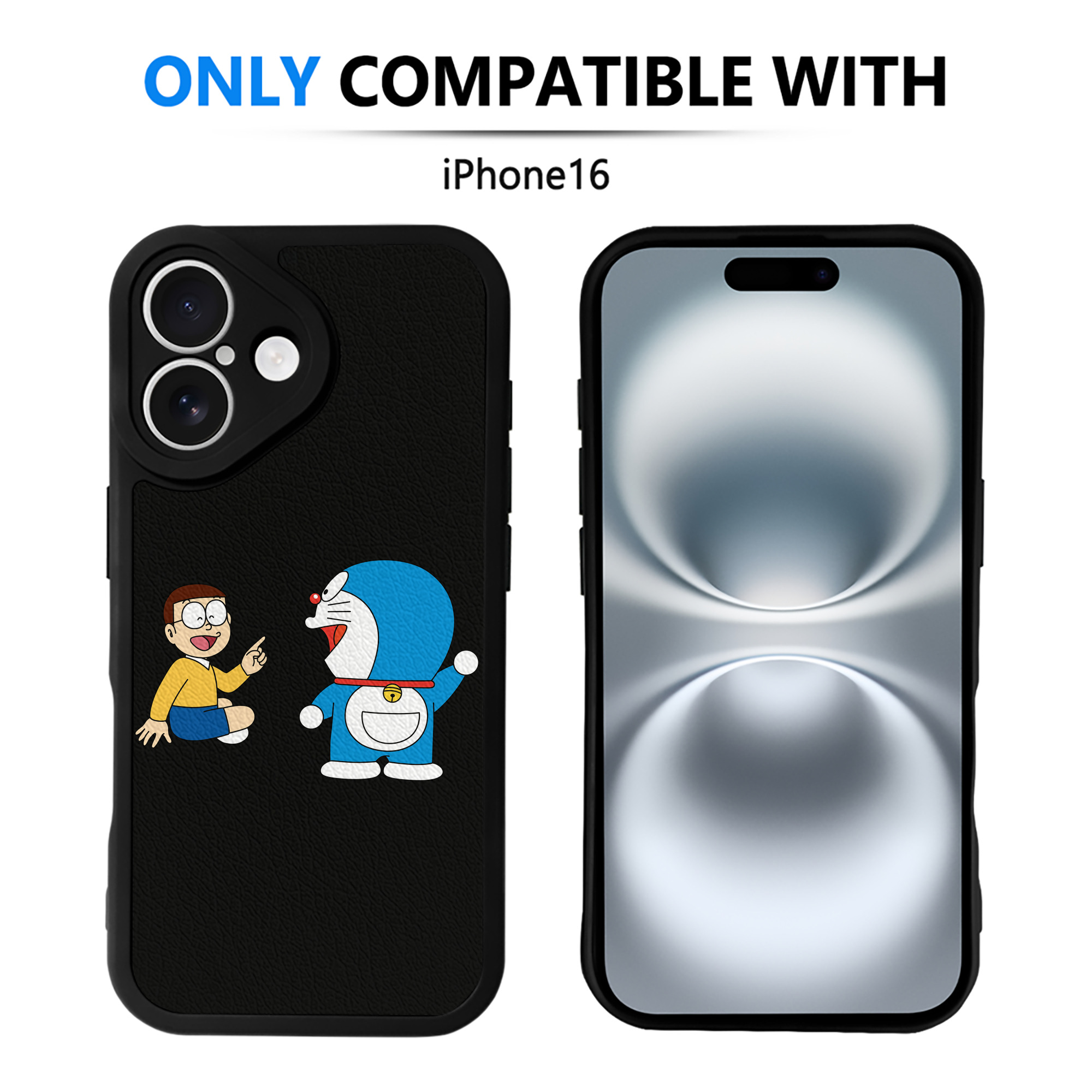（画像用） ドラえもん Doraemon 【iPhone 16シリーズ対応】シリコンスマホケース（レザー調） 材質：シリコン